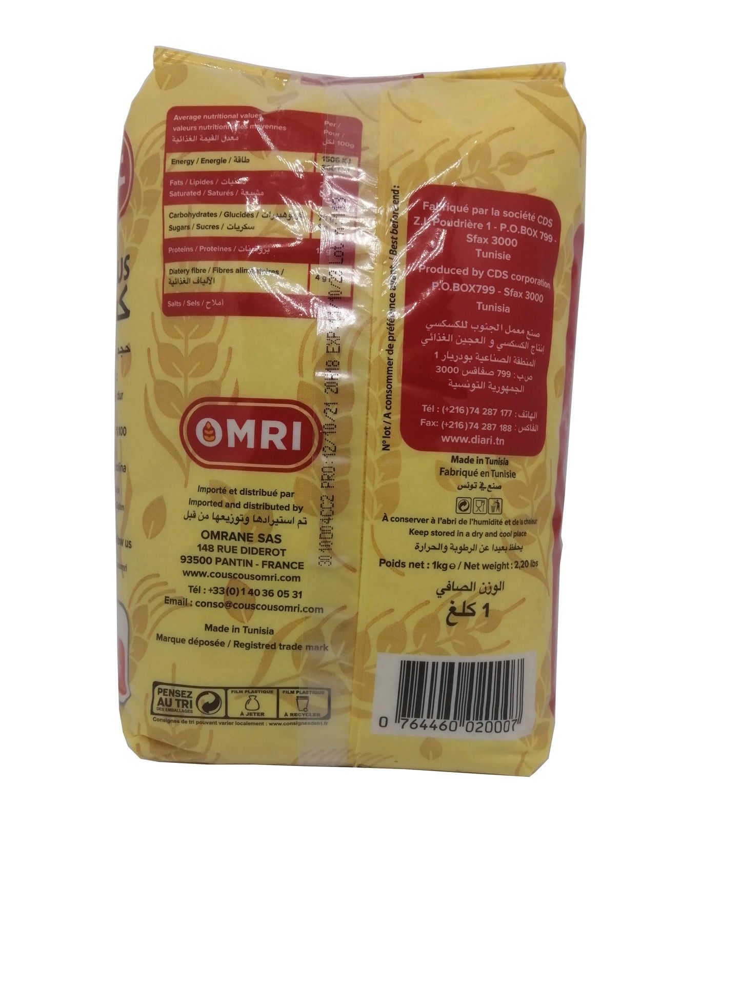 Tunesische Hartweizengrieß Couscous-Mittelgroß-Omri-1 KG