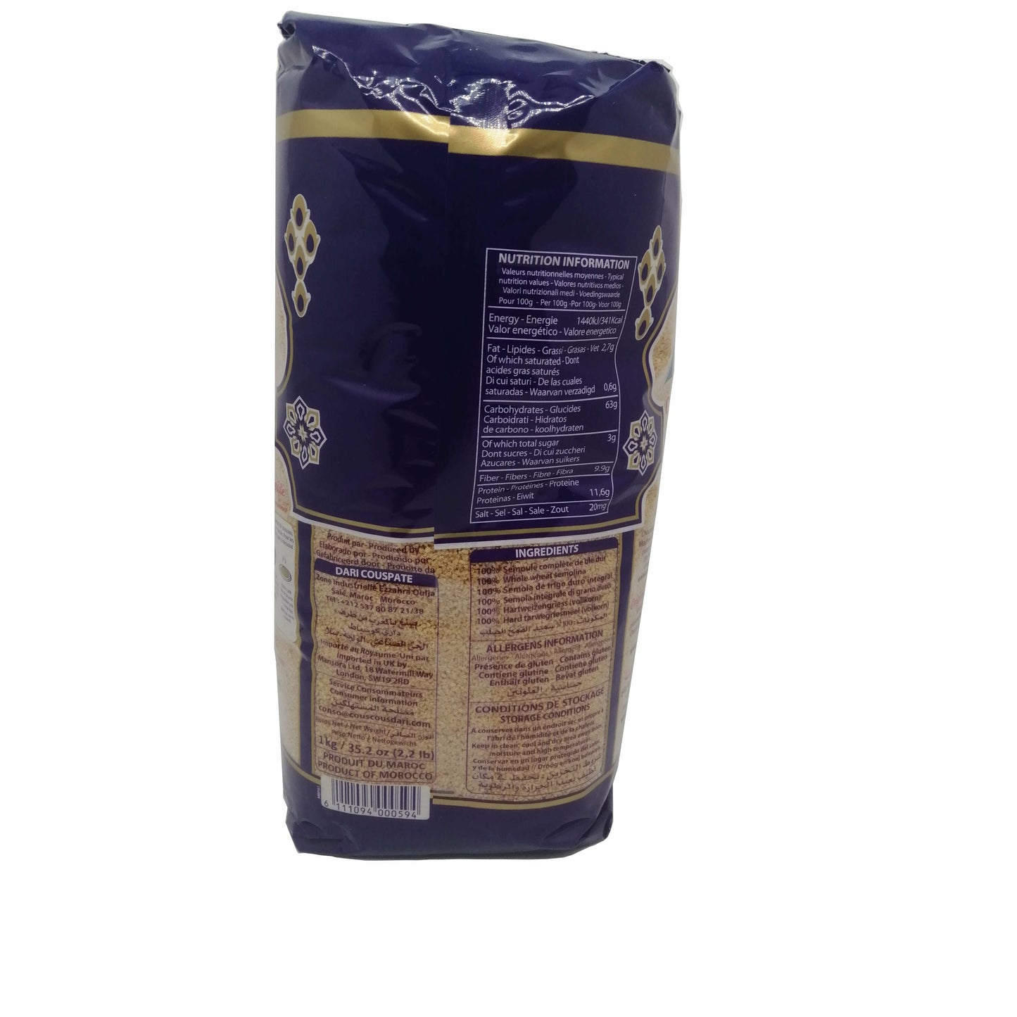 Marokkanische Vollkorn Couscous-DARI-1 KG