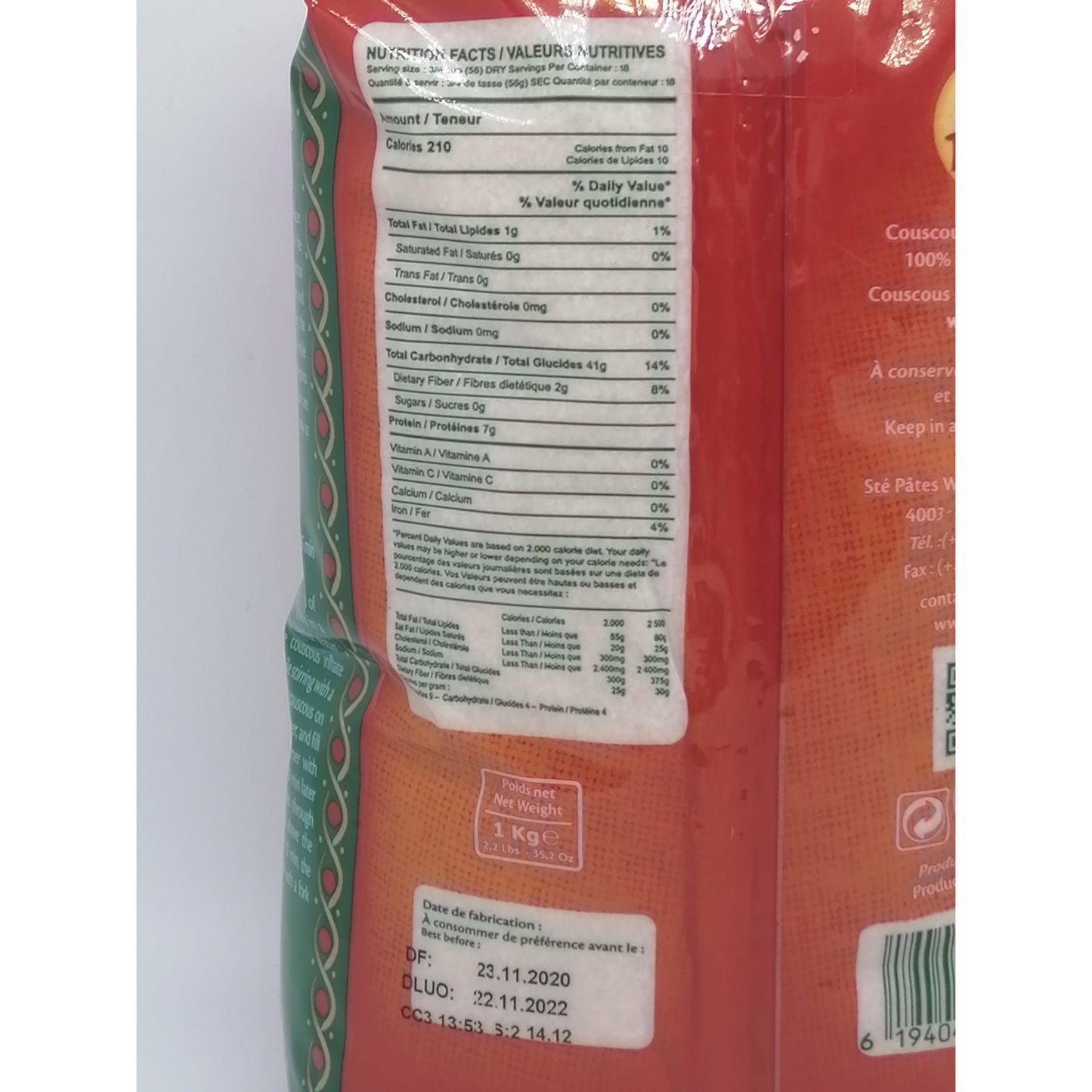 Tunesisches 100% Couscous-La Rose Blanche-1 KG